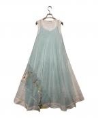 Injiriインジリ）の古着「コットンリネンノースリーブワンピース」｜ホワイト×ブルー