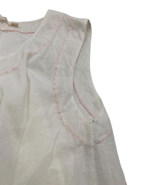 Injiri（インジリ）Injiri (インジリ) コットンリネンノースリーブワンピース ホワイト×ブルー サイズ:表記無しの古着・服飾アイテム