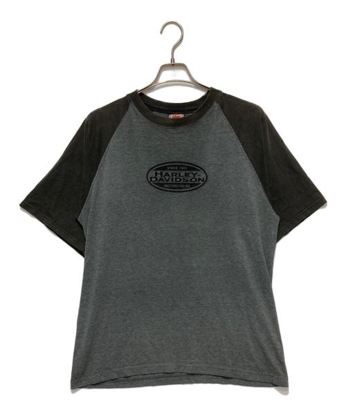 HARLEY-DAVIDSON（ハーレーダビッドソン）HARLEY-DAVIDSON (ハーレーダビッドソン) ラグランTシャツ グレー サイズ:Ｌの古着・服飾アイテム