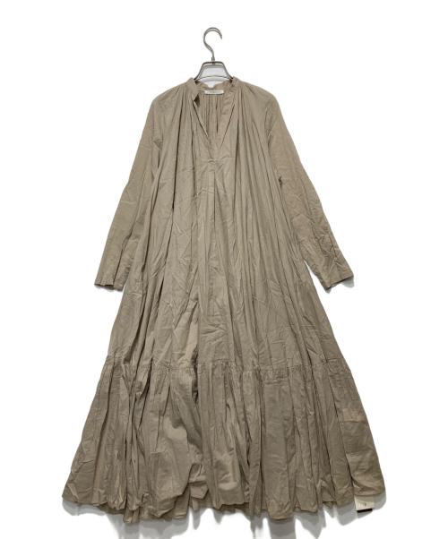 Plage（プラージュ）Plage (プラージュ) Lawn ボリューム Flare ワンピース ベージュ サイズ:36の古着・服飾アイテム