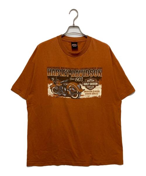 HARLEY-DAVIDSON（ハーレーダビッドソン）HARLEY-DAVIDSON (ハーレーダビッドソン) プリントTシャツ オレンジ サイズ:2XLの古着・服飾アイテム