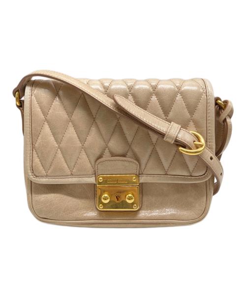 MIU MIU（ミュウミュウ）MIU MIU (ミュウミュウ) TRAPU レザーショルダーバッグ ベージュの古着・服飾アイテム