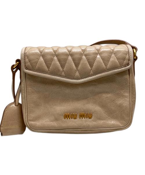 MIU MIU（ミュウミュウ）MIU MIU (ミュウミュウ) TRAPU レザーショルダーバッグ ベージュの古着・服飾アイテム