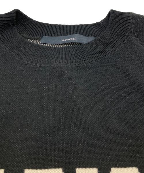 FRAMeWORK（フレームワーク）FRAMeWORK (フレームワーク) ジャガードロゴSWEATニット ブラック サイズ:表記無しの古着・服飾アイテム