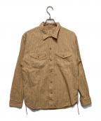 SUGAR CANEシュガーケーン）の古着「COKE STRIPE WORK SHIRT」｜ベージュ×グリーン