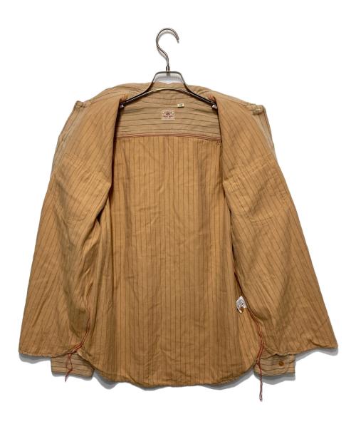SUGAR CANE（シュガーケーン）SUGAR CANE (シュガーケーン) COKE STRIPE WORK SHIRT ベージュ×グリーン サイズ:Ｌの古着・服飾アイテム