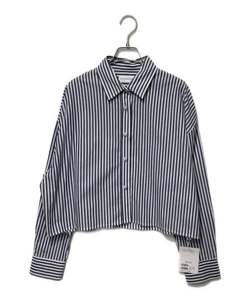 La boutique BonBon（ラブティックボンボン）La boutique BonBon (ラブティックボンボン) ストライプクロップドシャツ ネイビー サイズ:Free 未使用品の古着・服飾アイテム