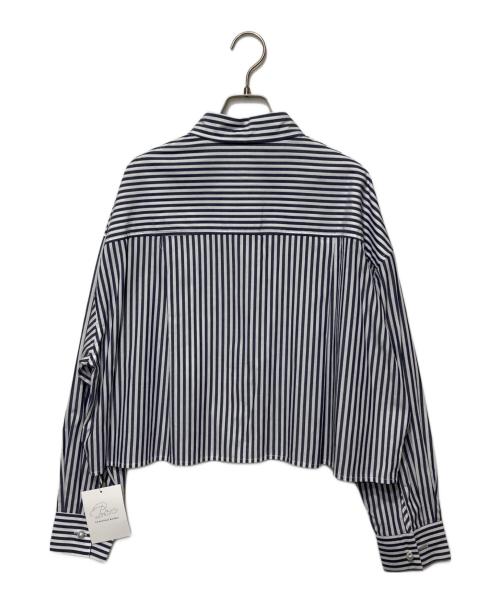 La boutique BonBon（ラブティックボンボン）La boutique BonBon (ラブティックボンボン) ストライプクロップドシャツ ネイビー サイズ:Free 未使用品の古着・服飾アイテム
