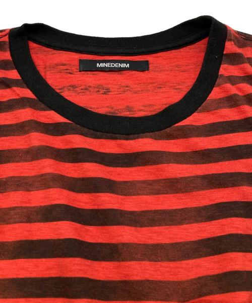 MINEDENIM（マインデニム）MINEDENIM (マインデニム) Hazy Border T-SH レッド×ブラック サイズ:XLの古着・服飾アイテム