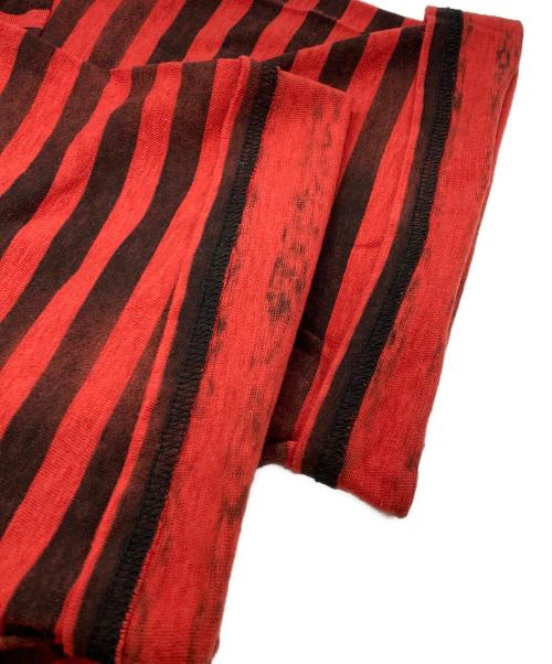 MINEDENIM（マインデニム）MINEDENIM (マインデニム) Hazy Border T-SH レッド×ブラック サイズ:XLの古着・服飾アイテム