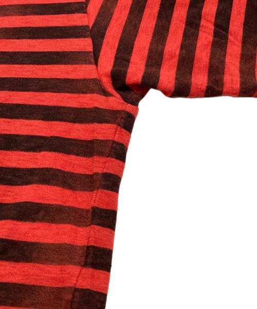 MINEDENIM（マインデニム）MINEDENIM (マインデニム) Hazy Border T-SH レッド×ブラック サイズ:XLの古着・服飾アイテム