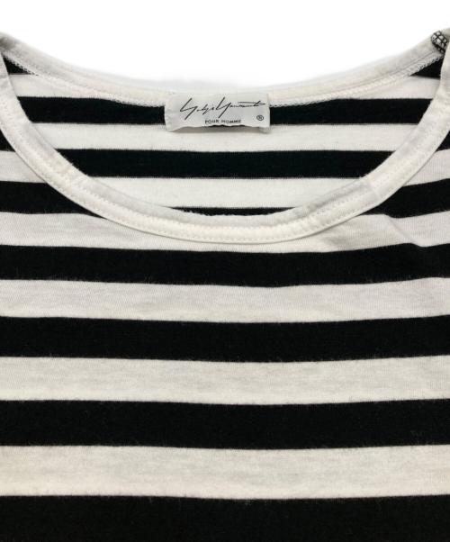 Yohji Yamamoto pour homme（ヨウジヤマモト プールオム）Yohji Yamamoto pour homme (ヨウジヤマモト プールオム) BORDER STAFF TEE ホワイト×ブラック サイズ:3の古着・服飾アイテム