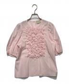 UNITED ARROWSユナイテッドアローズ）の古着「フリルショートスリーブブラウス」｜ピンク