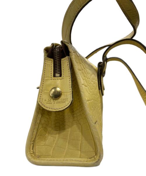 J&M DAVIDSON（ジェイ＆エム デヴィッドソン）J&M DAVIDSON (ジェイ＆エム デヴィッドソン) クロコ型押しハンドバッグ イエローの古着・服飾アイテム