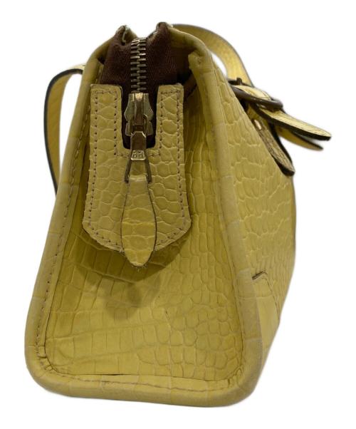 J&M DAVIDSON（ジェイ＆エム デヴィッドソン）J&M DAVIDSON (ジェイ＆エム デヴィッドソン) クロコ型押しハンドバッグ イエローの古着・服飾アイテム