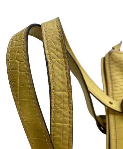 J&M DAVIDSON（ジェイ＆エム デヴィッドソン）J&M DAVIDSON (ジェイ＆エム デヴィッドソン) クロコ型押しハンドバッグ イエローの古着・服飾アイテム