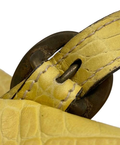 J&M DAVIDSON（ジェイ＆エム デヴィッドソン）J&M DAVIDSON (ジェイ＆エム デヴィッドソン) クロコ型押しハンドバッグ イエローの古着・服飾アイテム