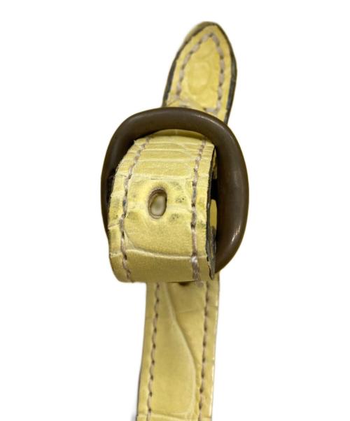 J&M DAVIDSON（ジェイ＆エム デヴィッドソン）J&M DAVIDSON (ジェイ＆エム デヴィッドソン) クロコ型押しハンドバッグ イエローの古着・服飾アイテム