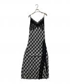 FRAY IDフレイ アイディー）の古着「レーストリムスリップドレス」｜ブラック