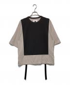 SHAREEFシャリーフ）の古着「GEORGETTE JQ SWITCHING T」｜グレー×ベージュ