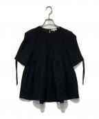 YORIヨリ）の古着「フクレフレアブラウス」｜ブラック