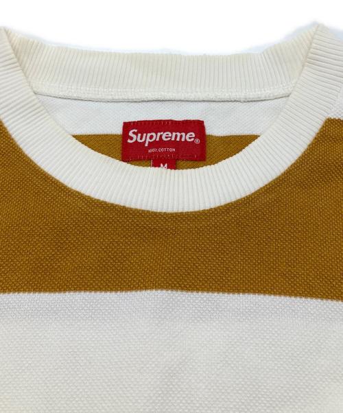 SUPREME（シュプリーム）SUPREME (シュプリーム) STRIPED PIQUE CREWNECK イエロー×ホワイト サイズ:Ｍの古着・服飾アイテム
