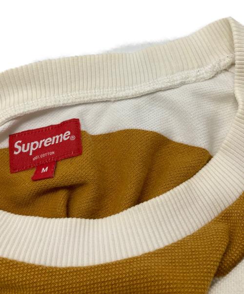 SUPREME（シュプリーム）SUPREME (シュプリーム) STRIPED PIQUE CREWNECK イエロー×ホワイト サイズ:Ｍの古着・服飾アイテム