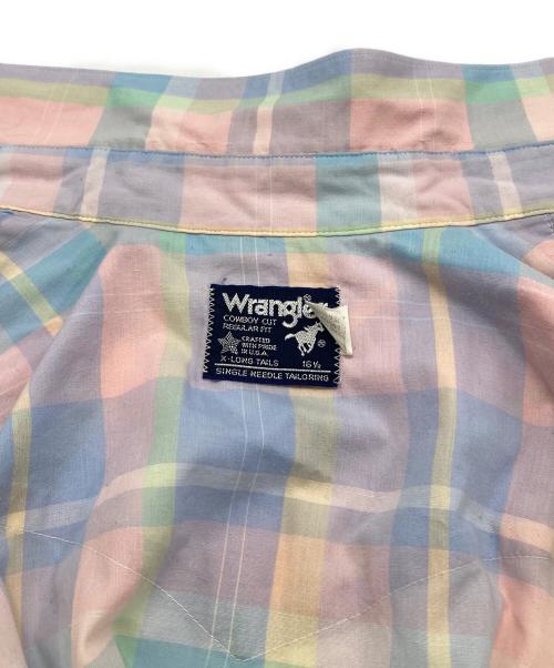 Wrangler（ラングラー）Wrangler (ラングラー) 半袖ウエスタンシャツ ピンク×ブルー サイズ:161/2の古着・服飾アイテム