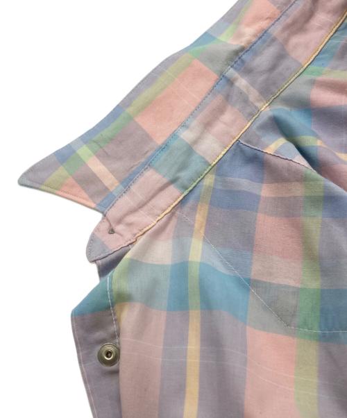 Wrangler（ラングラー）Wrangler (ラングラー) 半袖ウエスタンシャツ ピンク×ブルー サイズ:161/2の古着・服飾アイテム