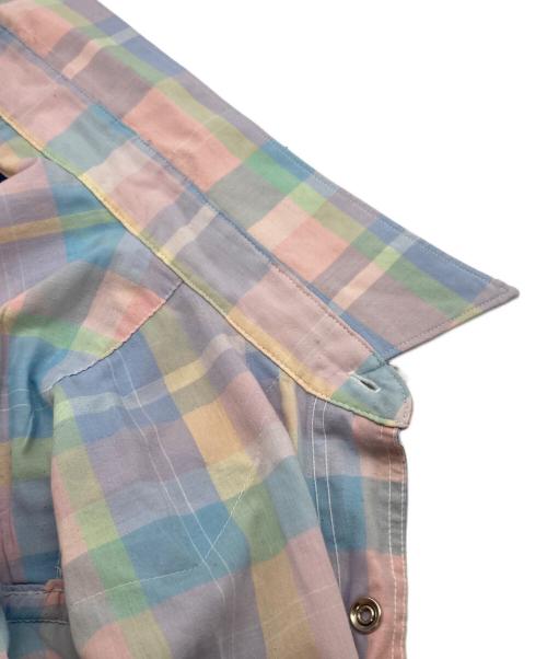 Wrangler（ラングラー）Wrangler (ラングラー) 半袖ウエスタンシャツ ピンク×ブルー サイズ:161/2の古着・服飾アイテム