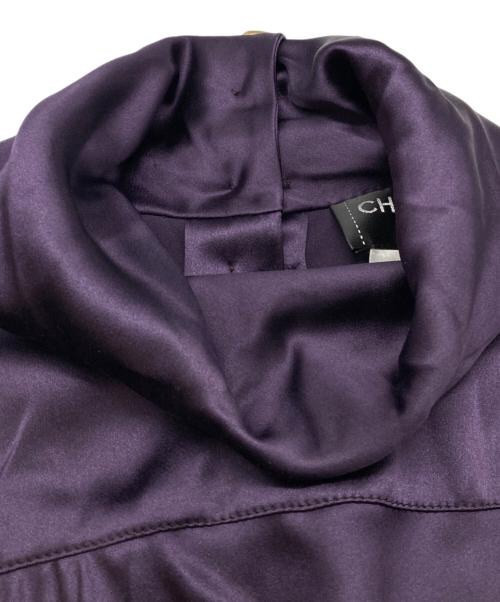 CHANEL（シャネル）CHANEL (シャネル) ハイネックシルクブラウス パープル サイズ:38の古着・服飾アイテム