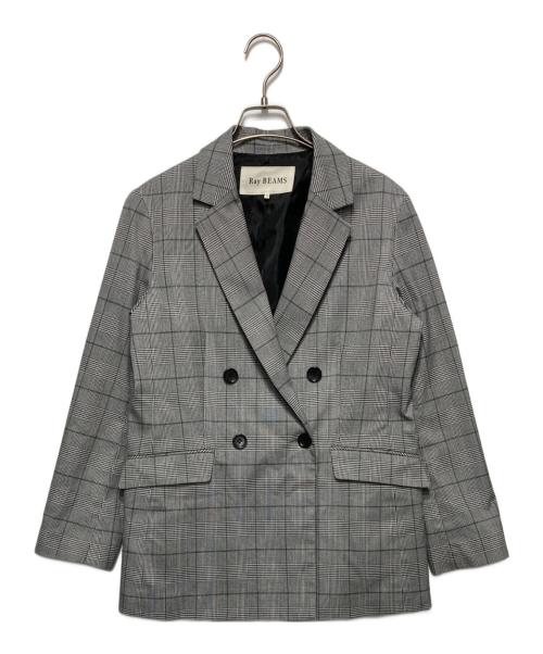 RAY BEAMS（レイ ビームス）RAY BEAMS (レイ ビームス) チェック4ボタンダブルジャケット グレーの古着・服飾アイテム
