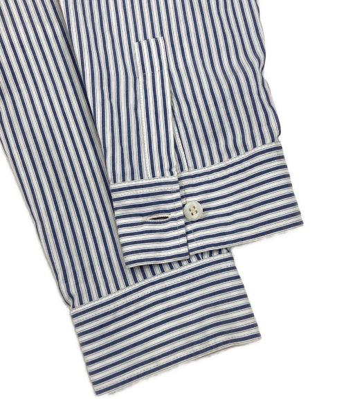 A.P.C.（アーペーセー）A.P.C. (アーペーセー) バンドカラーシャツ ブルー×ホワイト サイズ:Sの古着・服飾アイテム