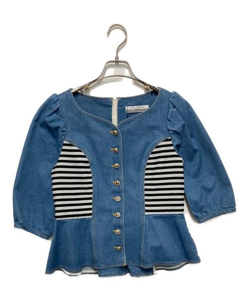 BORDERS at BALCONY（ボーダーズアットバルコニー）BORDERS at BALCONY (ボーダーズアットバルコニー) ストレッチデニムブラウス インディゴ サイズ:36 未使用品の古着・服飾アイテム