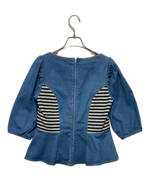 BORDERS at BALCONY（ボーダーズアットバルコニー）BORDERS at BALCONY (ボーダーズアットバルコニー) ストレッチデニムブラウス インディゴ サイズ:36 未使用品の古着・服飾アイテム