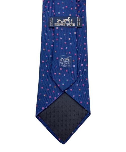 HERMES（エルメス）HERMES (エルメス) ミニHロゴ柄ネクタイ ブルー サイズ:表記無しの古着・服飾アイテム