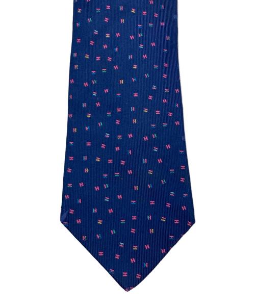 HERMES（エルメス）HERMES (エルメス) ミニHロゴ柄ネクタイ ブルー サイズ:表記無しの古着・服飾アイテム