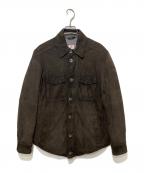 BORRELLIボレッリ）の古着「ゴートスエードレザーダウンジャケット」｜ブラウン