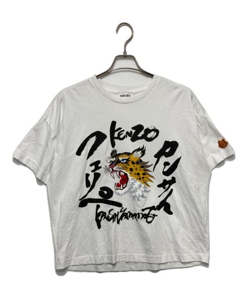KENZO（ケンゾー）KENZO (ケンゾー) KANSAI YAMAMOTO (カンサイ ヤマモト) コラボ タイガープリントTシャツ ホワイト サイズ:Ｍの古着・服飾アイテム