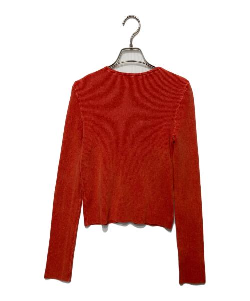 THROW by SLY（スロウバイスライ）THROW by SLY (スロウバイスライ) SLANT BUTTON HG RIB トップス オレンジ サイズ:freeの古着・服飾アイテム