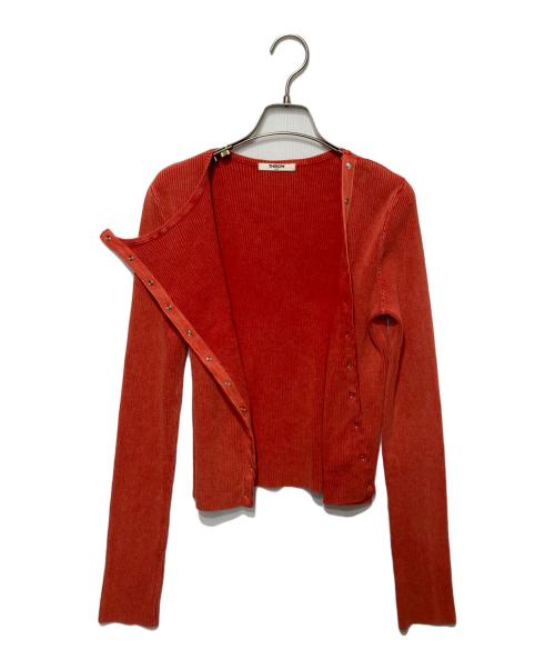 THROW by SLY（スロウバイスライ）THROW by SLY (スロウバイスライ) SLANT BUTTON HG RIB トップス オレンジ サイズ:freeの古着・服飾アイテム