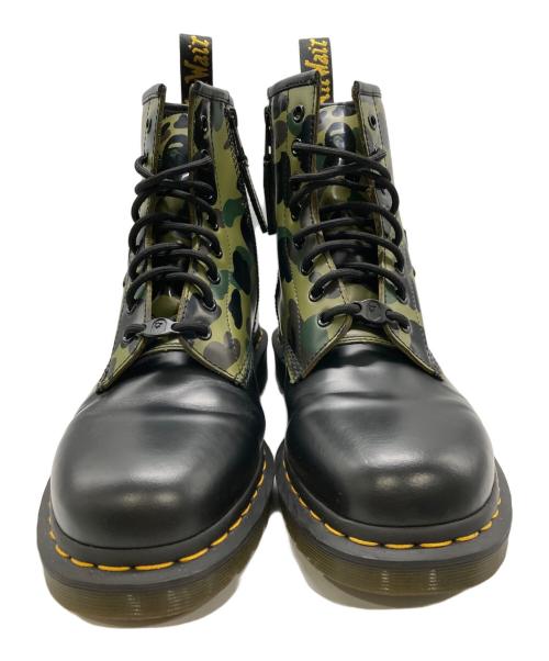 Dr.Martens（ドクターマーチン）Dr.Martens (ドクターマーチン) A BATHING APE (ア ベイシング エイプ) 1460 Zipコラボブーツ ブラック×グリーン サイズ:UK 9の古着・服飾アイテム