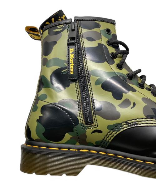 Dr.Martens（ドクターマーチン）Dr.Martens (ドクターマーチン) A BATHING APE (ア ベイシング エイプ) 1460 Zipコラボブーツ ブラック×グリーン サイズ:UK 9の古着・服飾アイテム