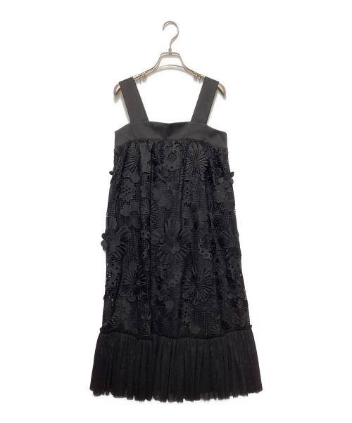 Sov.（ソブ）Sov. (ソブ) フラワーレースノースリーブワンピース ブラック サイズ:36の古着・服飾アイテム