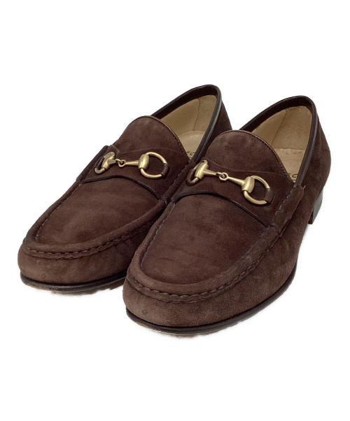GUCCI（グッチ）GUCCI (グッチ) スウェードホースビットローファー ブラウン サイズ:6 1/2の古着・服飾アイテム