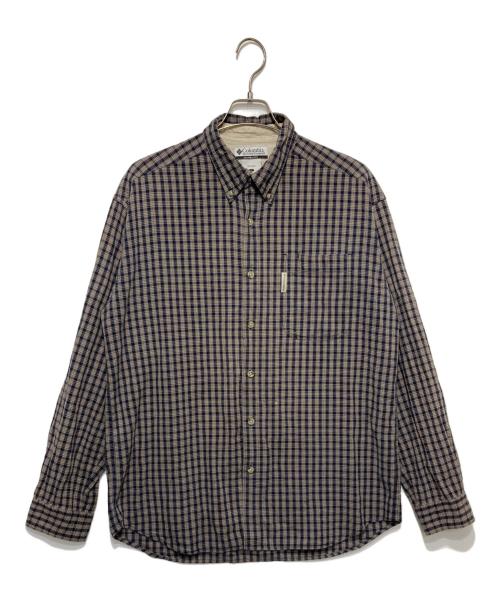 Columbia（コロンビア）Columbia (コロンビア) ボタンダウンチェックシャツ ベージュ×ネイビー サイズ:Ｌの古着・服飾アイテム