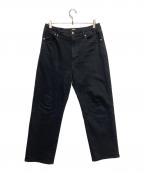 YANUKヤヌーク）の古着「ワイドストレートRoomyデニムパンツ」｜ブラック