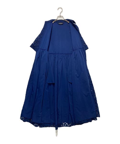 Kate Spade（ケイトスペード）Kate Spade (ケイトスペード) エンブロイダード カットワーク モントーク ドレス ブルー サイズ:XSの古着・服飾アイテム