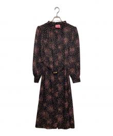 Kate Spade（ケイトスペード）の古着「ギャザーネックマルチドットワンピース」｜ブラック