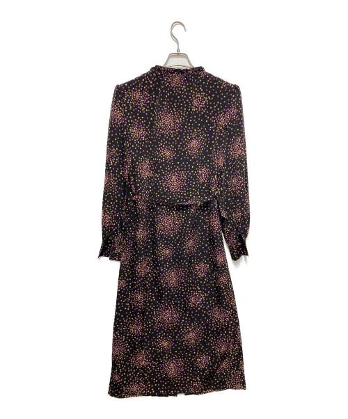 Kate Spade（ケイトスペード）Kate Spade (ケイトスペード) ギャザーネックマルチドットワンピース ブラックの古着・服飾アイテム